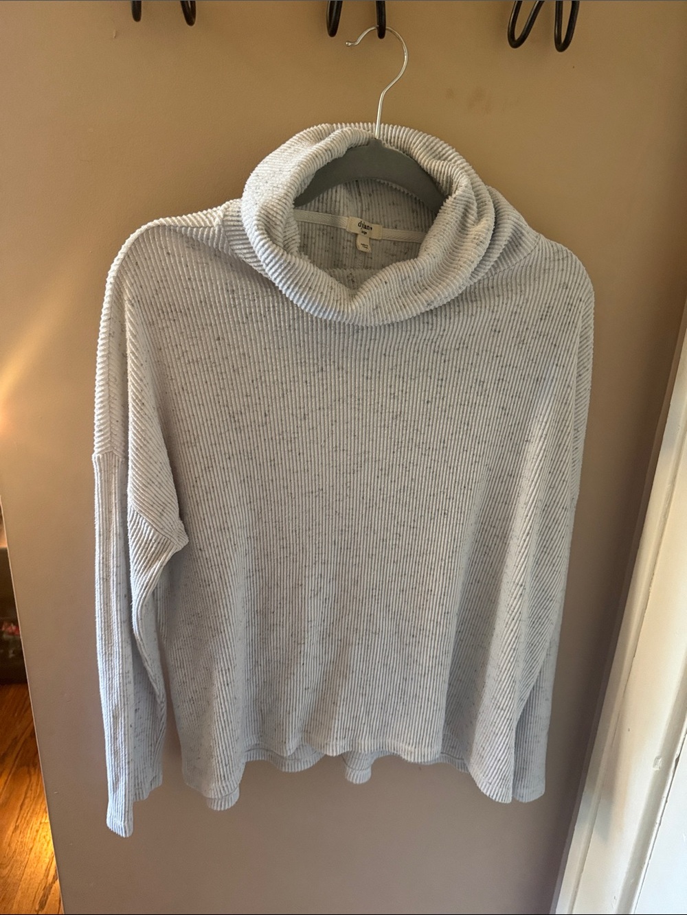 dylan Light Gray Ribbed Cowlneck Sweater